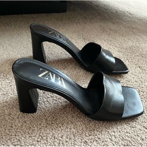 Zara leather block heels